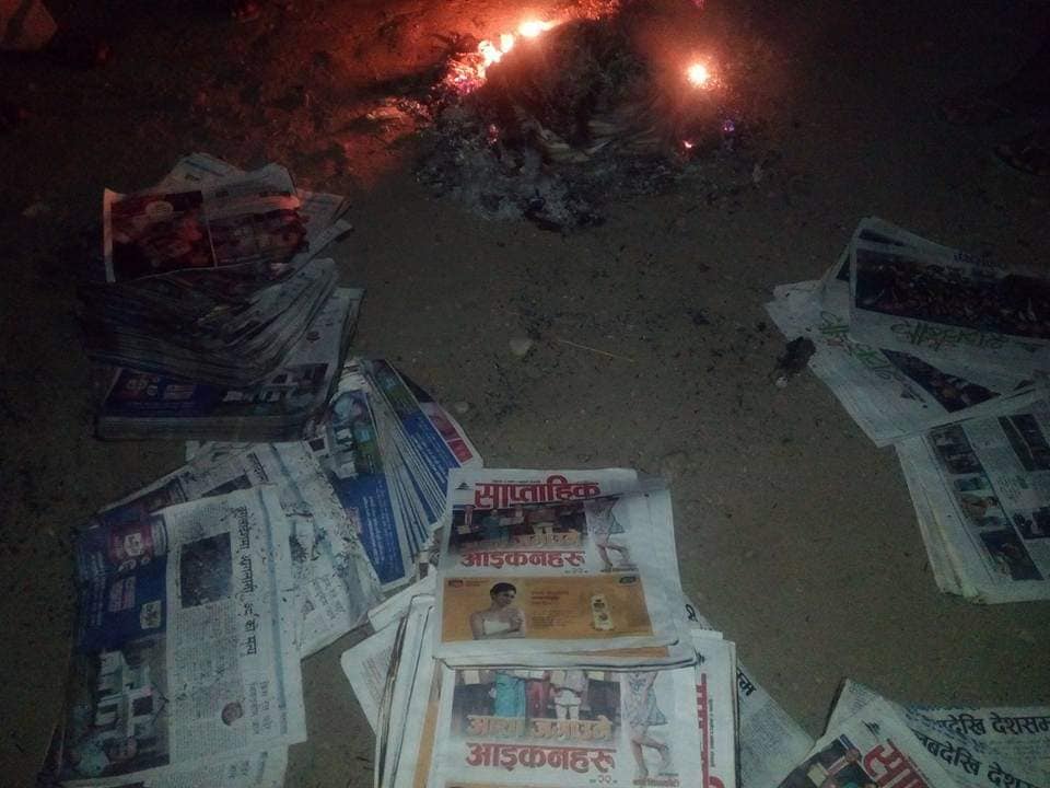 Unknown gang burn national dailies